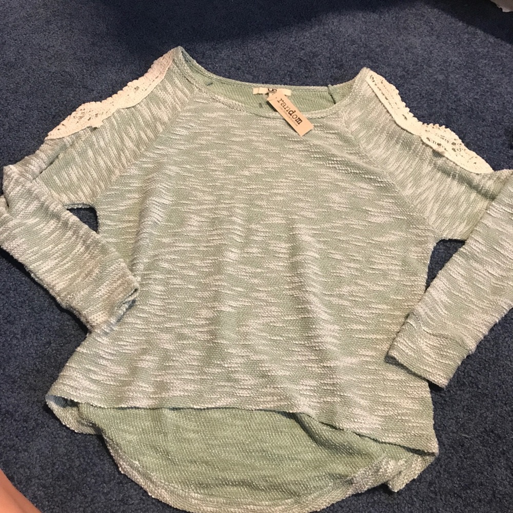 Cold shoulder lace trim top